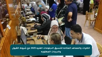 الكليات والمعاهد المتاحة لتنسيق الدبلومات الفنية 2025 مع شروط القبول والدرجات المطلوبة
